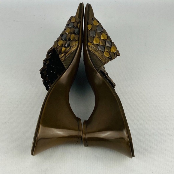 Womens 7M Liz Claiborne Flex Timon Sandals Metallic Brown Leather 2.5" Heels - Picture 7 of 9